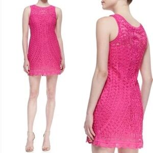 YOANA BARASCHI Fuchsia Pink Sleeveless Edwardian Web Sheath Dress Size 10